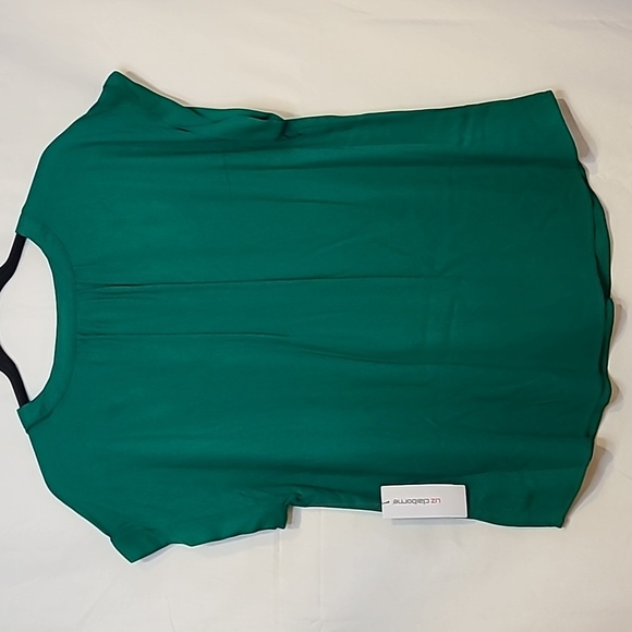 Liz Claiborne Womens V Neck Short Sleeve Blouse Hyper Green Size Large - Picture 8 of 14